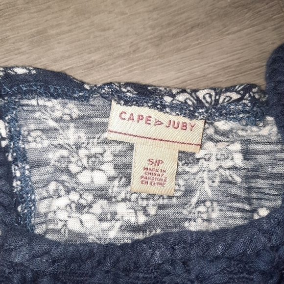 Cape Juby High Neck Braided Trim Flowy Floral Tank Top - Picture 3 of 7